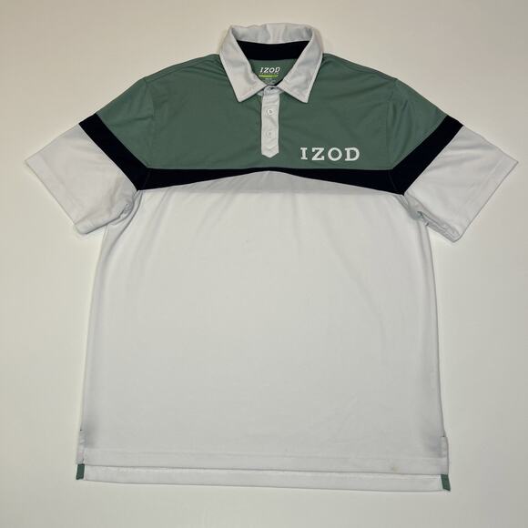 Izod Performance Xtreme Function Cool FX Golf Polo Men’s Large Green White Blue - Picture 1 of 14